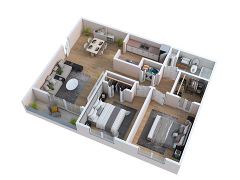 a floor plan of a house with a bedroom and a living room